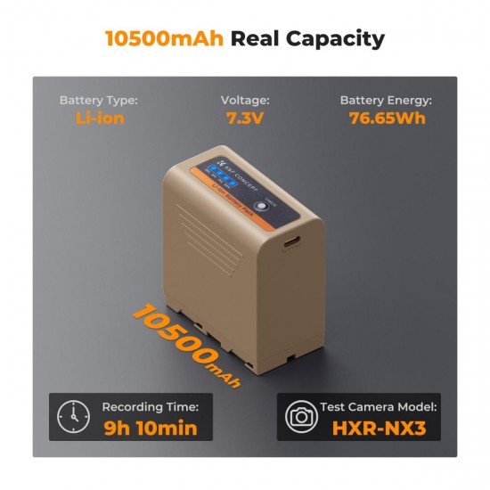 K&F Concept NP-F970 Battery 10500mAh Battery with 20W PD Two-Way Fast Charge